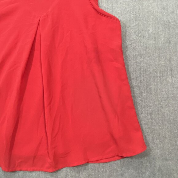 Monteau Red Sleeveless V-Neck Top Blouse Crisscross Back Detail Womens Size M - Picture 7 of 10